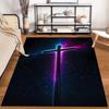 Neon Cross with Cosmic Backdrop Non-slip Rug Suitable for Living Room and Bedroom Sofas.