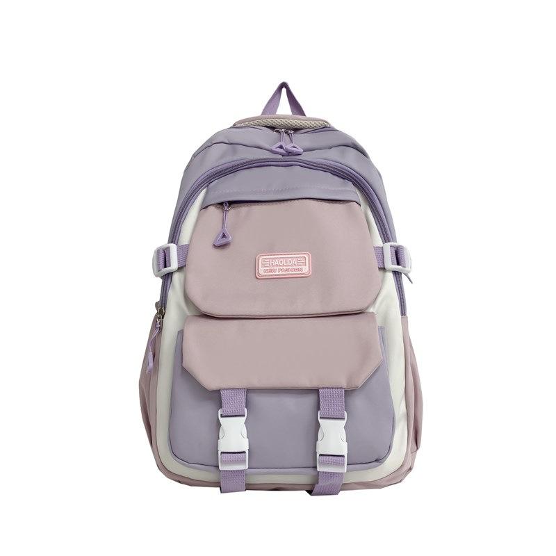 Schoolbag New Female Campus Style Male and Female Middle School Students Schoolbag Large Capacity Backpack Korean Version Contrasting Color