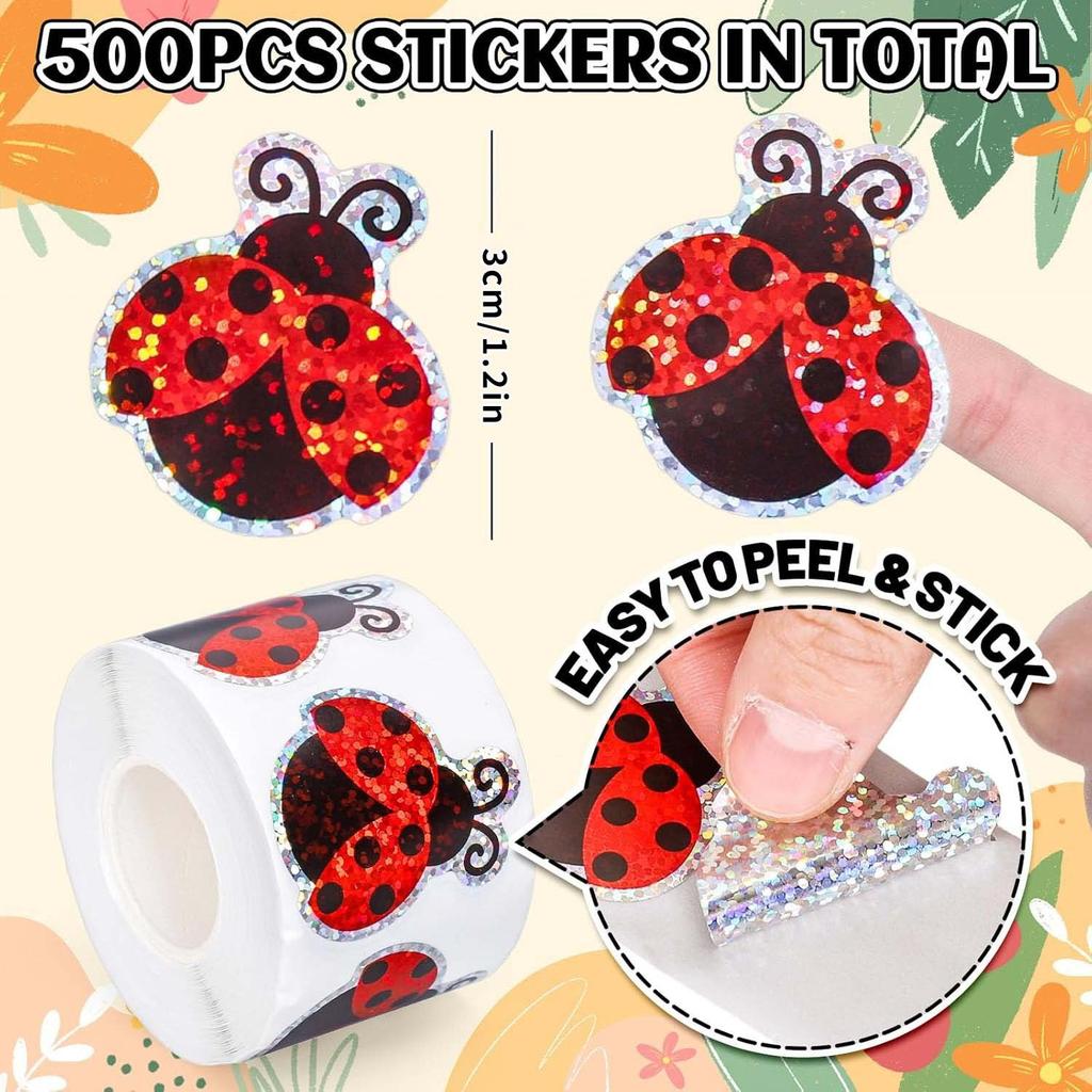 100-500Pcs First-Class Cartoon Superior-Grade Ladybug First-Class Stickers Top-Grade Party High-Standard Gift First-Class Wrapping Top-Grade