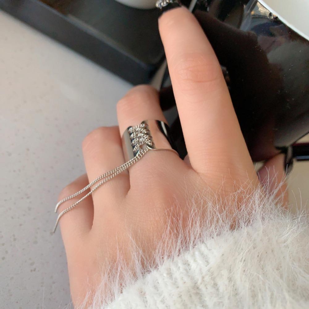 Punk Chain Tassel Rings Hip Hop Party Jewelry Vintage Open Ring