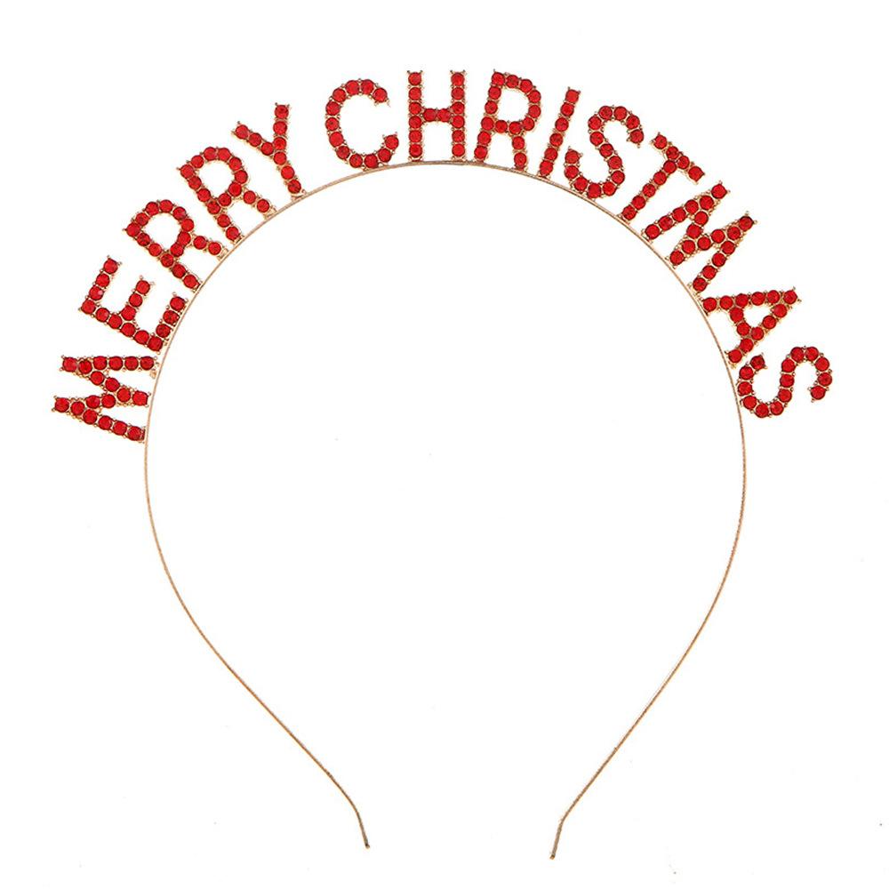 Christmas New Year Headband MERRY CHRISTMAS Alloy Rhinestone Knotted Letter Headband Atmosphere 2026