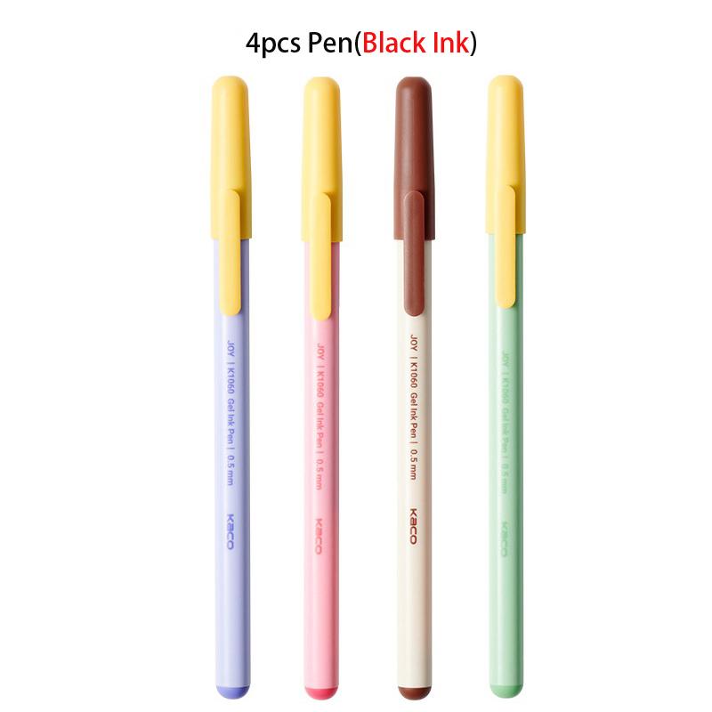 KACO JOY Gel Pen 0.5mm Black Fun Capped Biscuit Stick Style Frosted Body Daily Writing Pens 1600m Large Capacity School Supplies