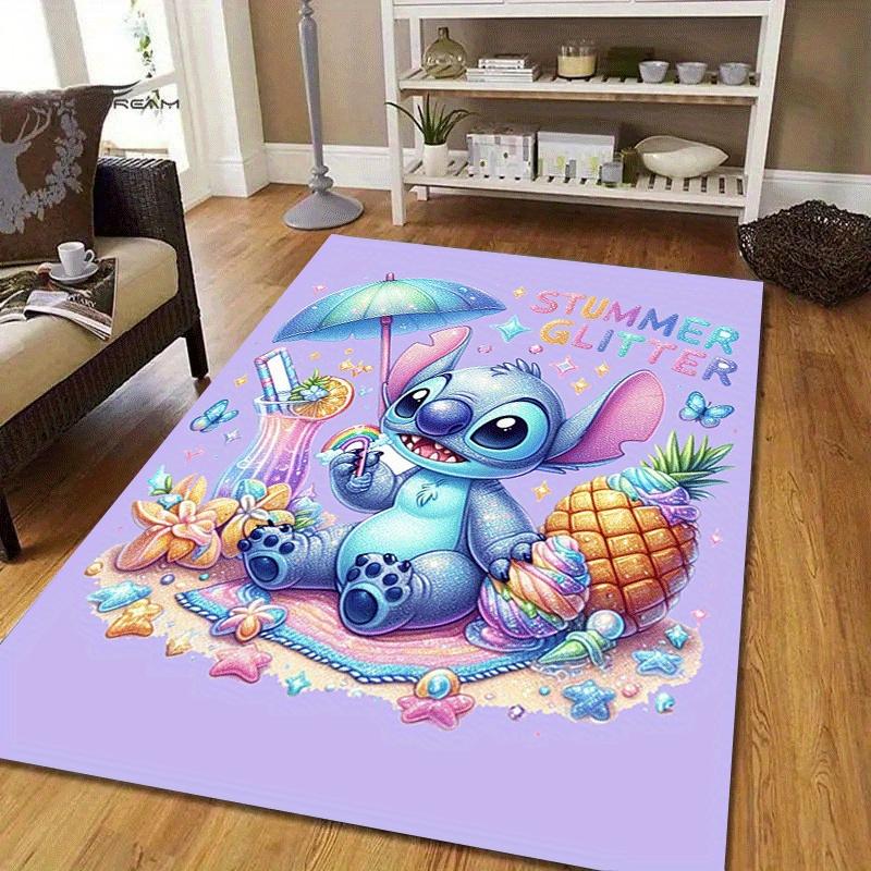 1pc Cute Stitch Pattern Area Rug Soft Flannel Floor Mat for Living Room,Office,Bedroom and Carpet,Sofa Coffee Table Floor Mat