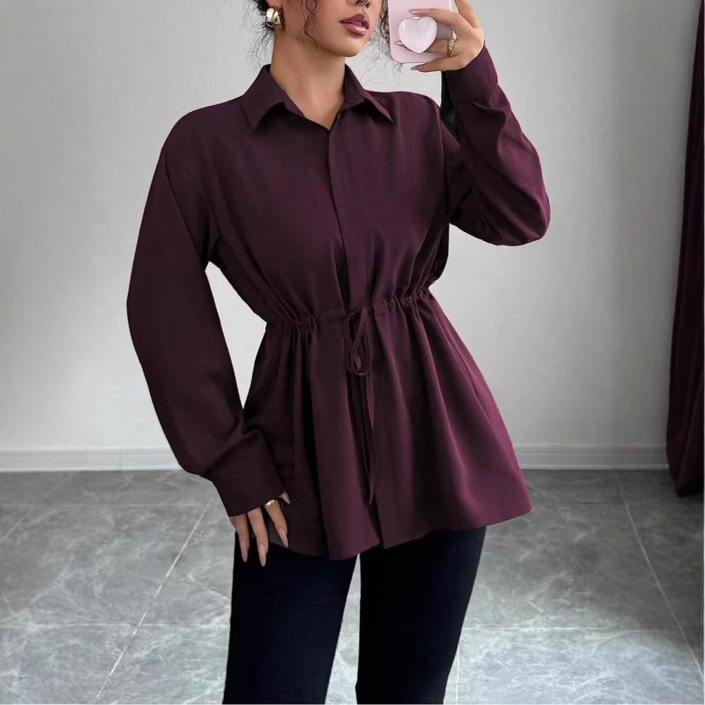 A New Solid-color Casual Long-sleeved Shirt for Elegant Ladies