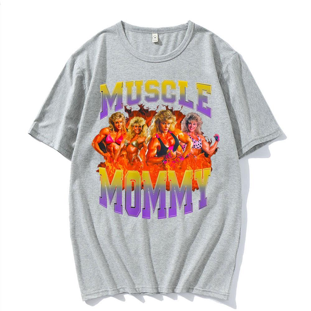 Muscle Mommy Fitness Spaß Meme Muster T-Shirt 2026 Sommer Herren Damen Luxus Mode Retro T-Shirt Baumwolle Übergroßes T-Shirt