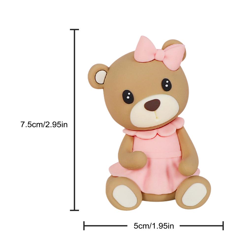 2Pcs Bear Cake Topper, Gender Reveal Cake Topper for Baby Shower, Pink and Blue Bear Baby Shower Cake Decorations