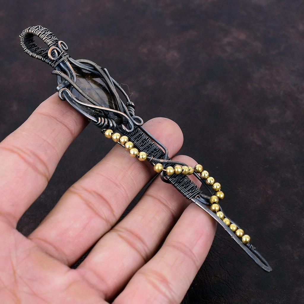 Chiastolith Anhänger Kupferdraht gewickelter Anhänger Edelsteinanhänger Handgefertigter Schmuck Damenanhänger Schlüsselanhänger Kupferdrahtschmuck Geschenk für Sie