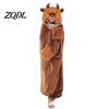 Übergroßer Deckenhoodie Tier-Wearable für Damen, Flanell-Sweatshirt Leichter Samt-Bademantel-Decke, Knopfleiste Cosplay-Umhang Nachtwäsche Winter