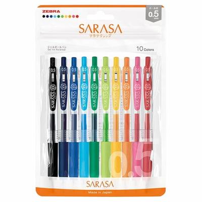 Zebra Sarasa Clip Gel Pennenset N 0,5 mm 10 Kleuren JJ15-10C-N