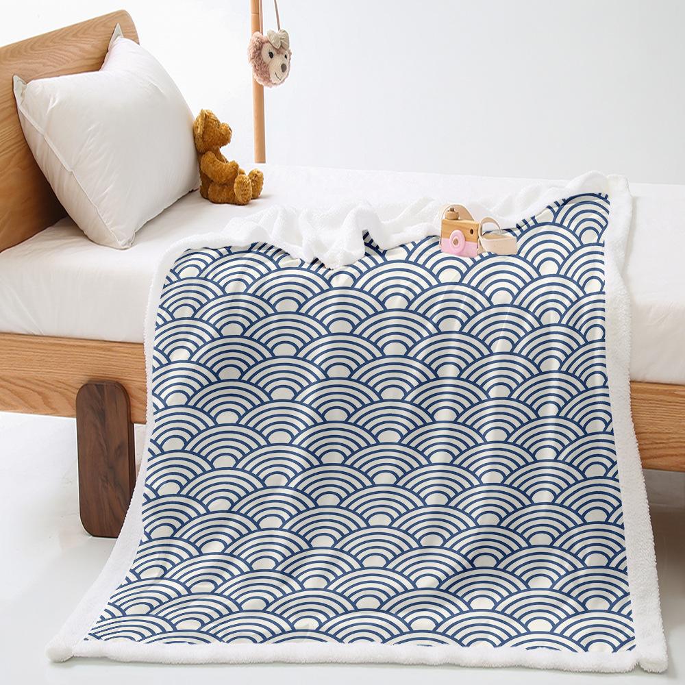Fan Pattern 2D Digital Printing Thickened Lamb Wool Crystal Fleece Blanket Blanket