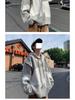 Men's Black & White Patchwork Knitted Sweatshirt, Autumn/Winter, Oversized Hooded Jacket, High-End Casual Style.