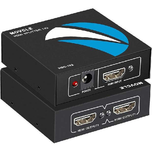 HDMI Splitter 1 in 4 out Full Ultra HD 1080P 4K/2K 1X4 Port Box Hub with US Adapter v1.4 Powered Certified for 3D Support