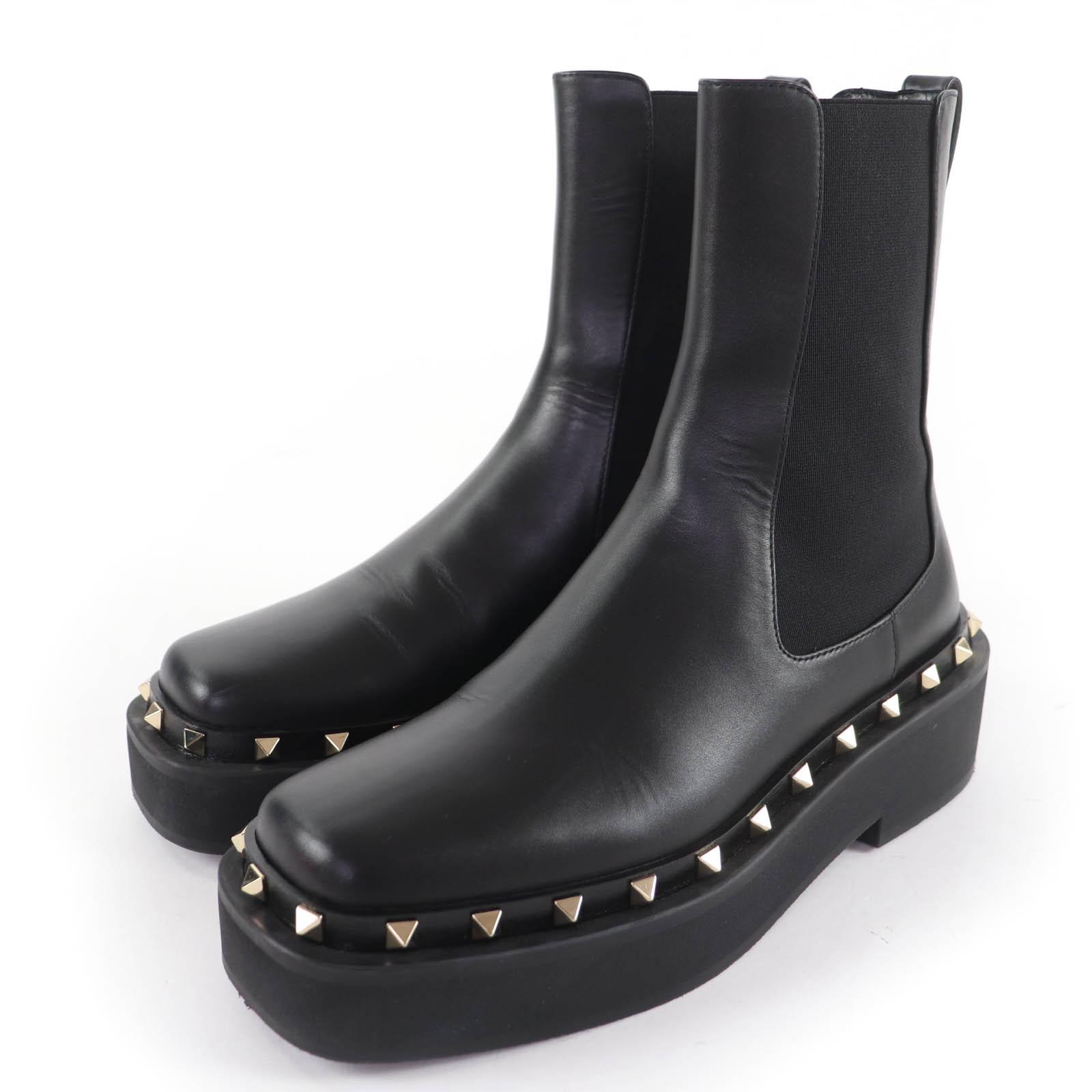 

Чудові шкіряні челсі Valentino Garavani Rockstud з бічними еластичними вставками, чорні, 37.5, б/в