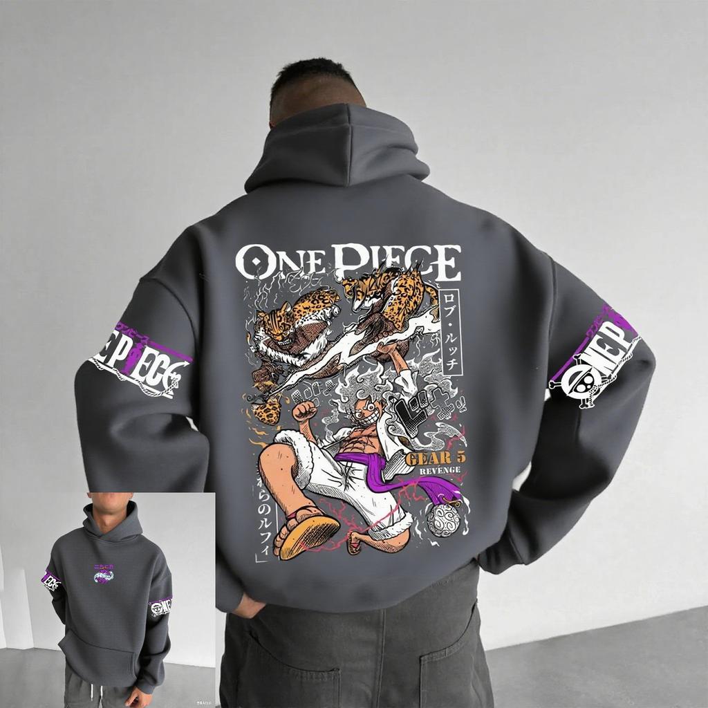 Sweat à capuche pour homme Anime One Piece Luffy Gear 5 Impression Graphique Streetwear Cosplay Veste Décontractée Hauts Printemps Automne