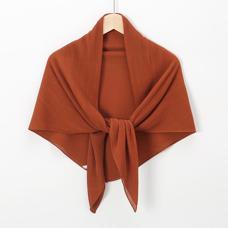 New hot-selling chiffon crumpled square scarf, solid color fashionable pleated shawl bag head multi-purpose yarn scarf