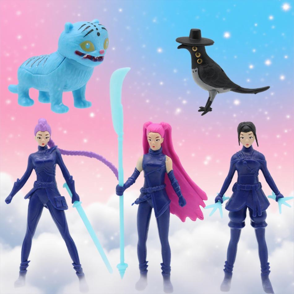 5-8pcs/Set Kpop Demon Hunters Action Figure Toy Derpys Tiger Rumi Mira Zoey Sussy Figurine Doll For Fans Gift