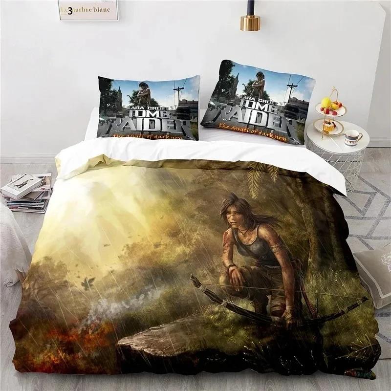 3D Print Game Tomb Raider Comfortable Duvet Quilt Cover Pillowcase Bedding Set Children Bedroom Decoration Home Textile