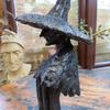 Halloween Black Witch Statue Handmade Guardian of Your Home Gothic Witch Figurine Sculpture Holiday Party Decoration Ornament