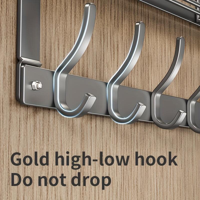 [Door Organizer Rack] Heavy-Duty Metal Over-the-Door Organizer Rack - Space-Saving Door Storage Shelf, Easy Installation, Hooks for Hanging Bags, Hats