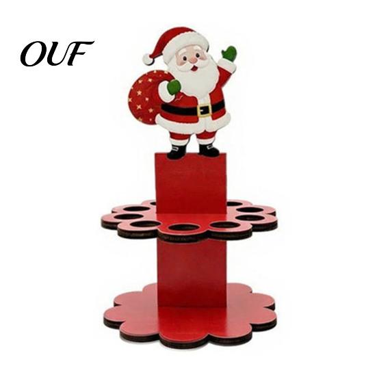 Decorazione da Tavola Natalizia in Legno Porta Soldi di Natale Ornamenti con 10 Fori, Pupazzo di Neve Babbo Natale Albero Espositore per Contanti Porta, Decorazione per
