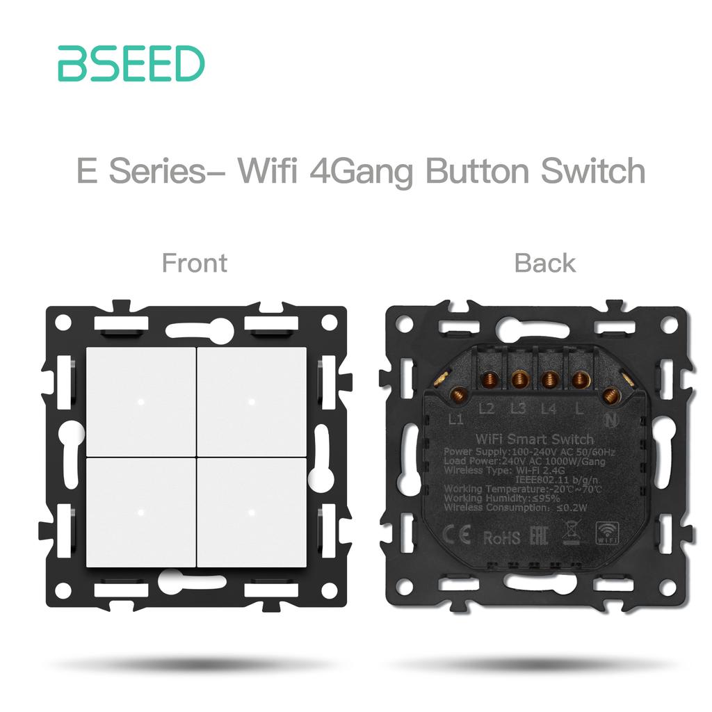 BSEED WIFI Click Switch Module Smart Light Switch Parts White Plastic Frame DIY Combination Wall Sockets USB Charge Key E-Series