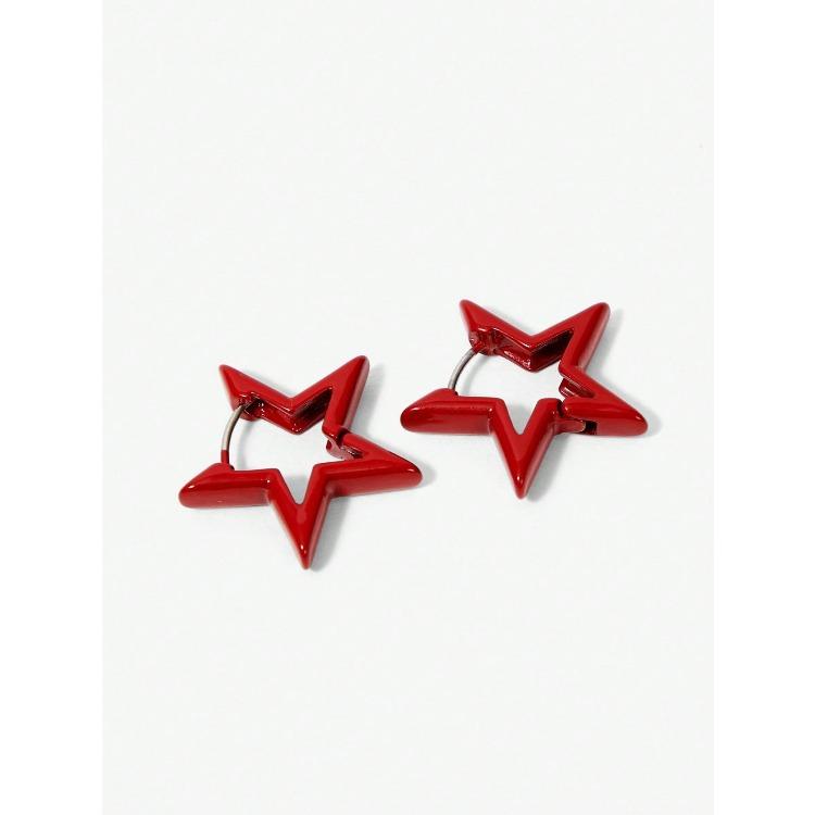 

Women’s Elegant Zinc Alloy Earrings with A Minimalist Design Featuring A Five-pointed Star Clasp and A Delicate Openwork Geometric Pattern