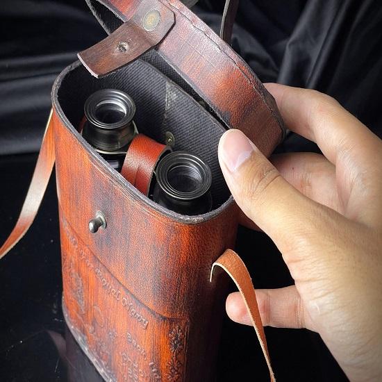 Solid Brass Travelling Binocular with Beautiful Leather Case Bird Watching Binoculars, Best For Gifting