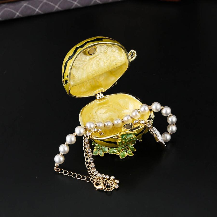 Enamel watermelon jewelry box Simulation watermelon ornament jewelry storage Flip dust ring stud earrings jewelry box Household