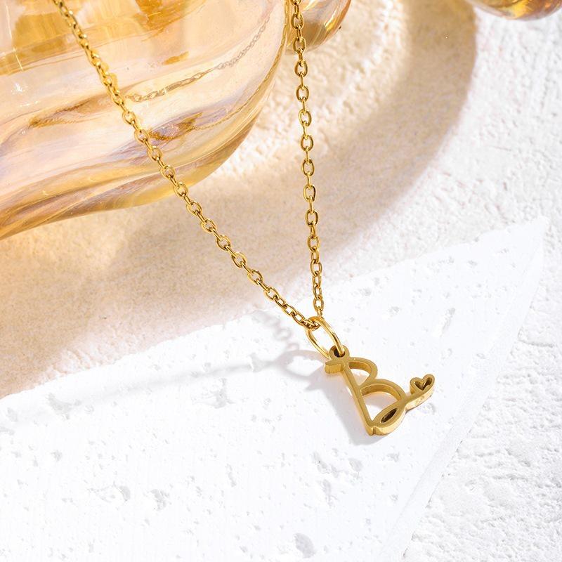 Elegant Titanium Steel Letter Necklace for Women - 2026 Clavicle Chain English Letter Pendant Jewelry