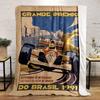Vintage Brazil Grand Prix 1991 F1 Poster Multicolor Cozy Blanket, Silky Soft Blanket for Restful Sleep, Durable Warm Throw for Outdoor Fun