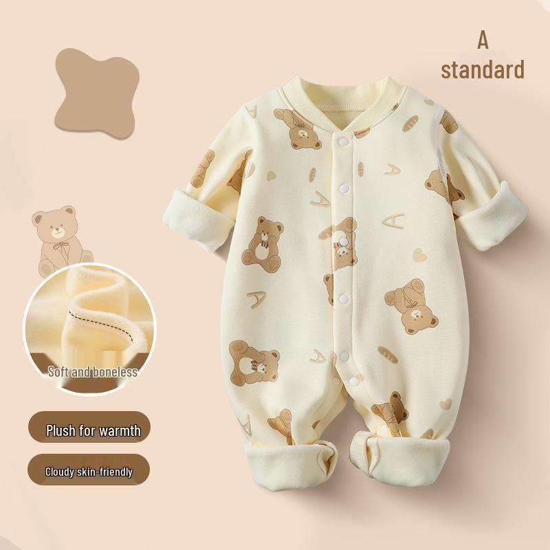 

Флисовый ромпер для новорожденных - Унисекс весенне-осенняя цельная пижама для мальчиков и девочек 73cm