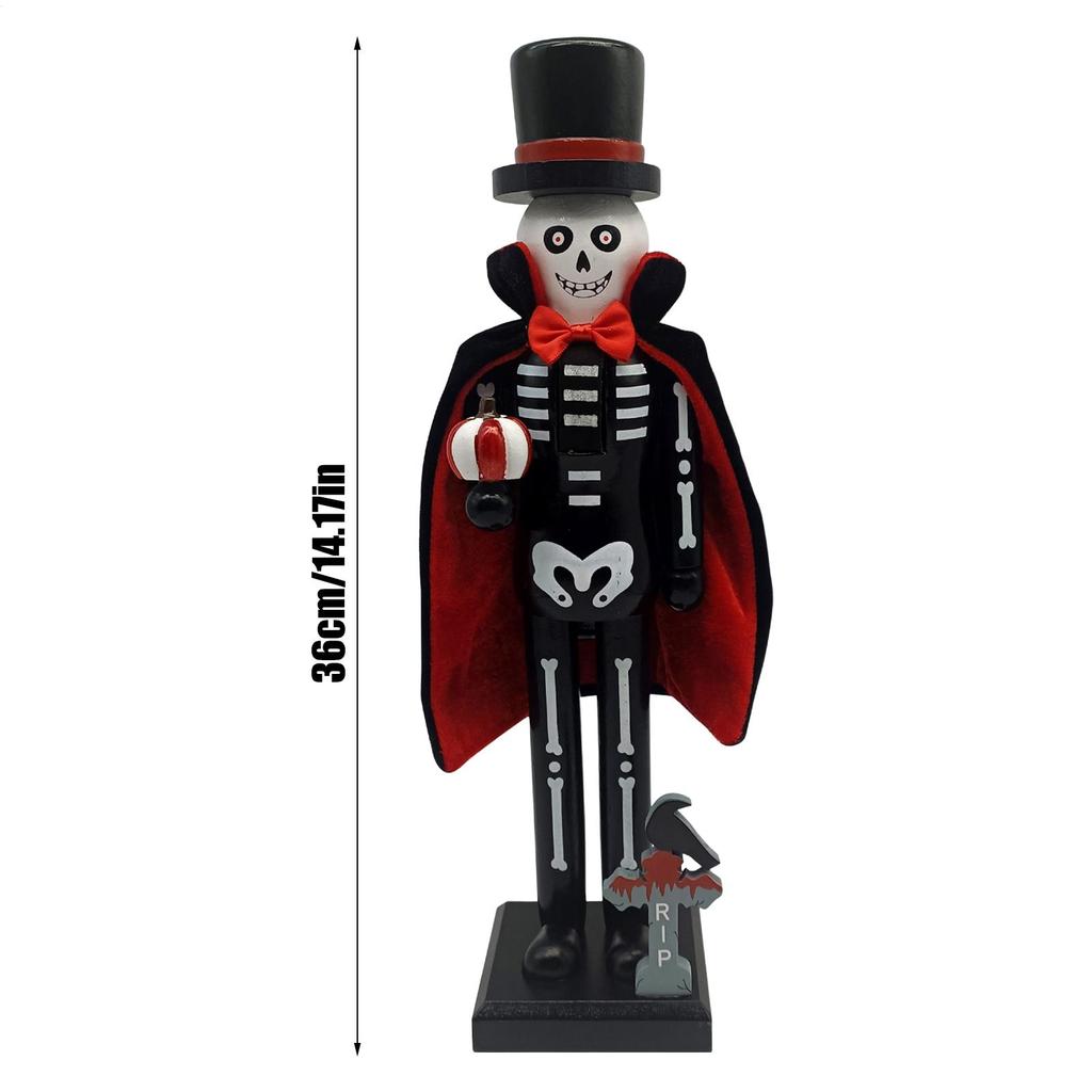 36cm Halloween Wooden Nutcracker Soldier Vampires Skeleton Figurines Halloween Nutcracker Ornament For Shelf Fireplace Party