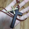 Fashion Wooden Cross Pendant Necklace Vintage Dark Style Men Women Black Brown Sweater Chain Neutral Religious Jewelry Accessory
