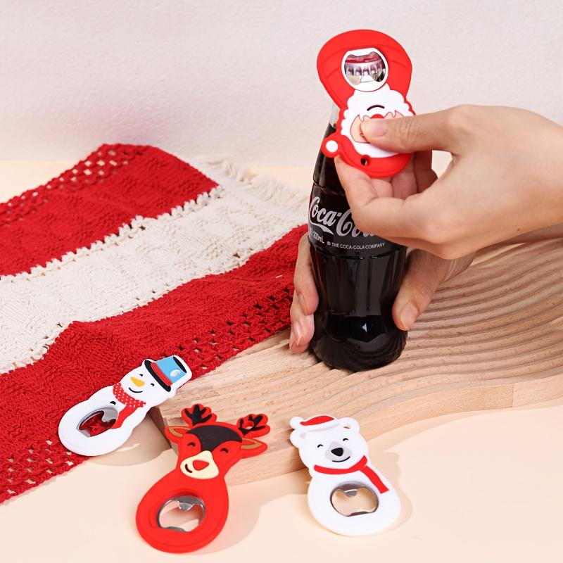 1pc Christmas Bottle Opener with Cute Santa,Rudolph,Snowman&Gingerbread for Man Capsules-Portable Multi-Use Lever-Action Opener