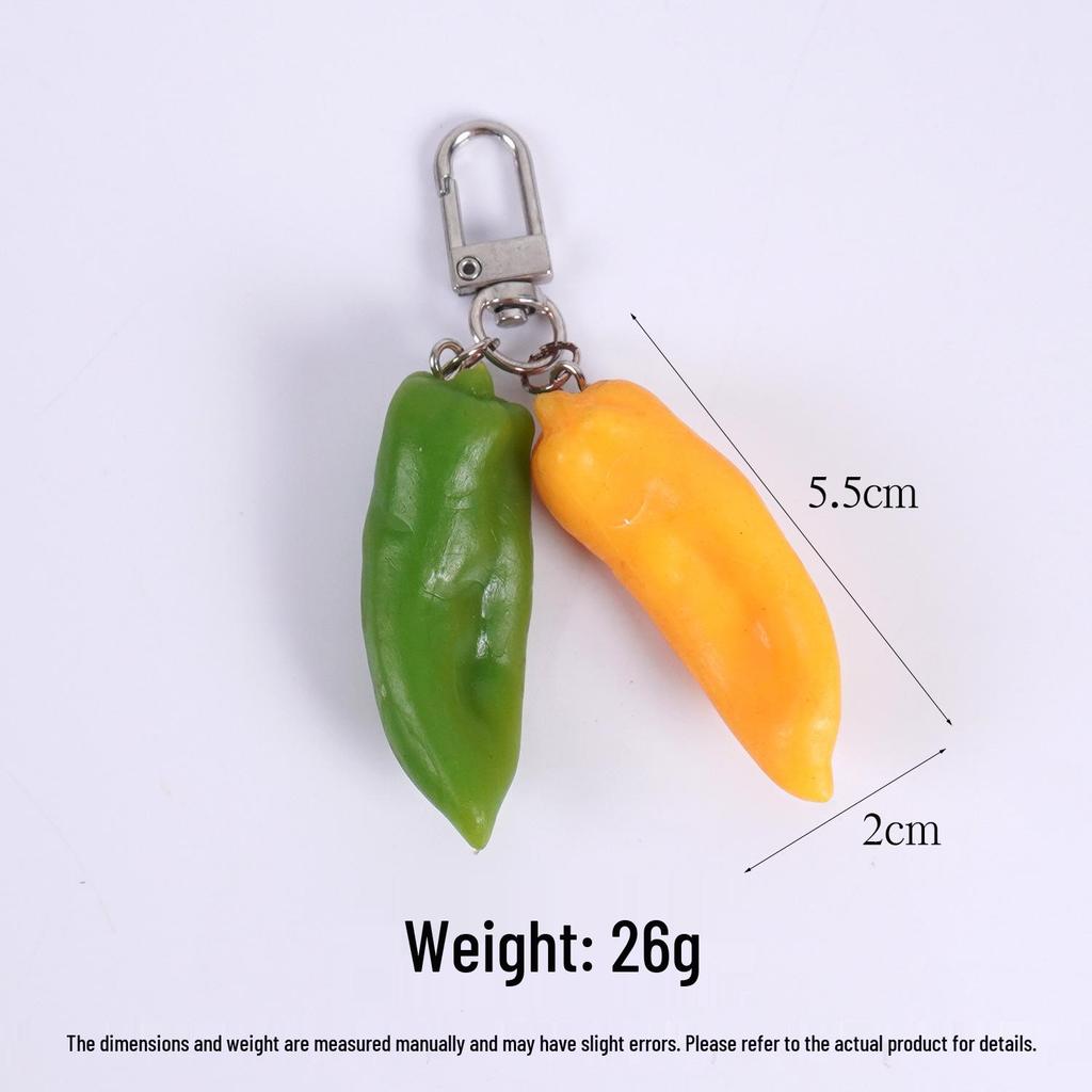 Creative Vegetable Keychain: Red, Green, Yellow Pepper & Garlic Toy Pendant