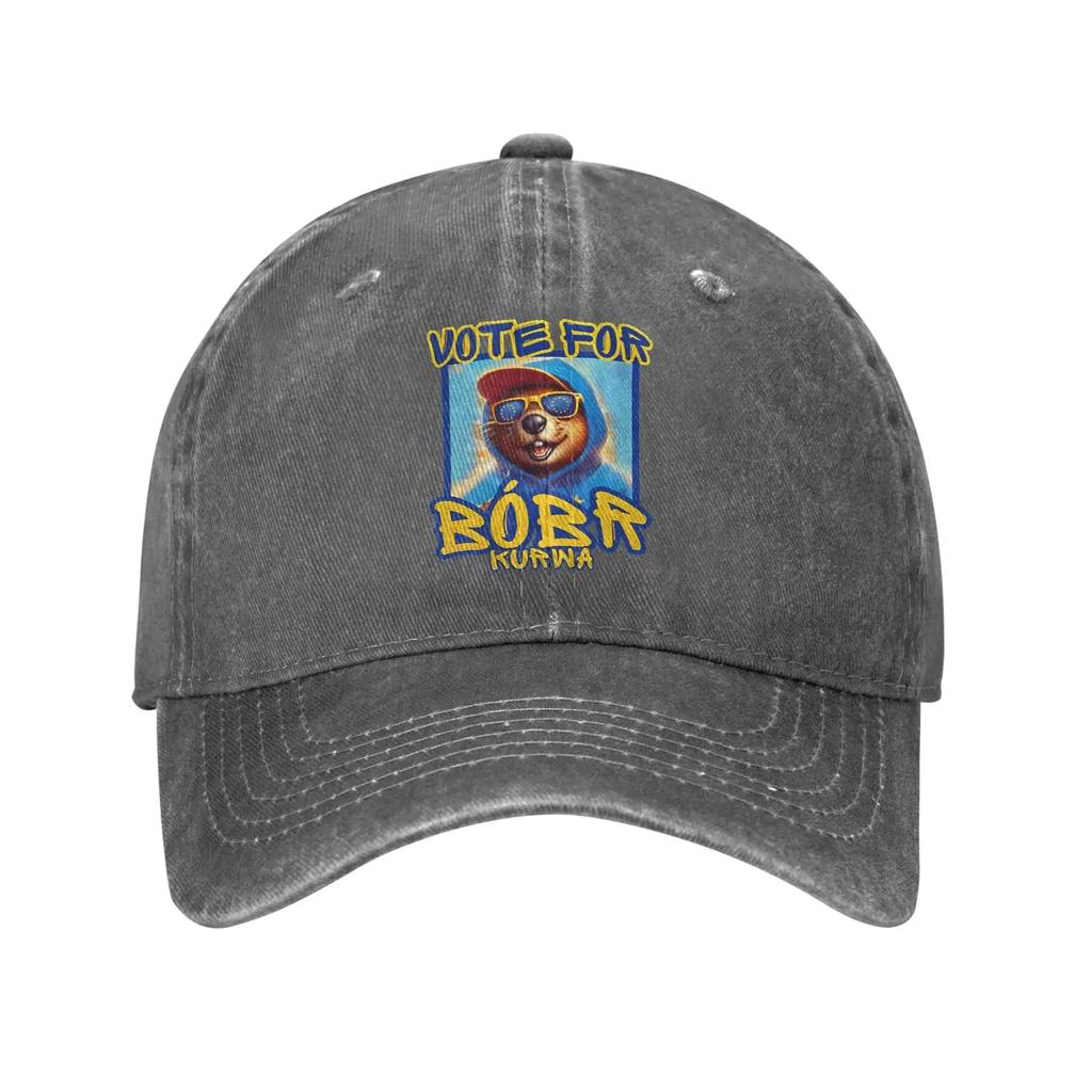 Vote for Bobr Kurw Baseball Cap Sun  Running Hippie Sunscreen Washed Hip Hop Hats Men Women Fashion Print Snapback Cap