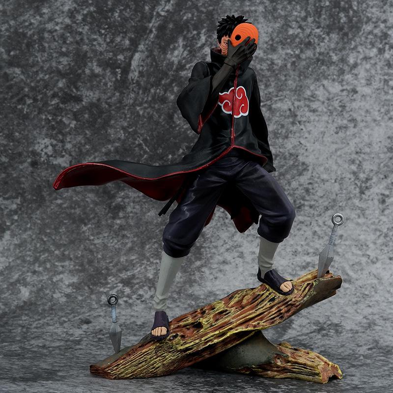 26cm Anime Akatsuki Uchiha Obito Tobi Battle Ver. GK PVC Action Figure Statue Collection Stand Model Kids Toys Doll Gifts