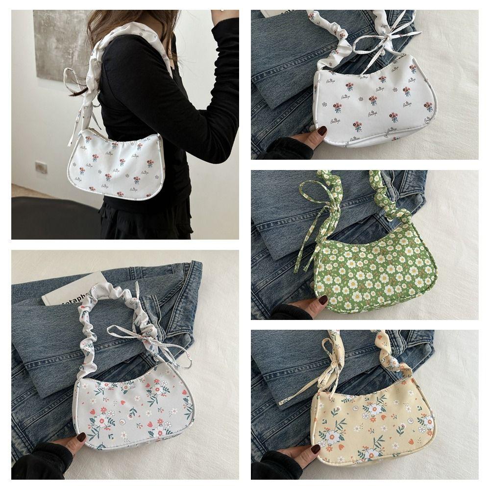 Large Capacity Sweet Canvas Bag Bow Lovely Tote Bag Korean Style Printing Shoulder Bag Outdoor