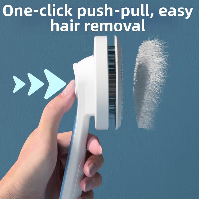 Grooming Salons One - Key Pet Hair Removal Comb with Ergonomic Grip for Long - Haired Pets Self - Cleaning Pet Comb