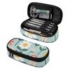 Pencil Case Printed Durable 300D Polyester Secure Zipper with Mesh Divider Pen Holders and Spacious Main Compartment for Students