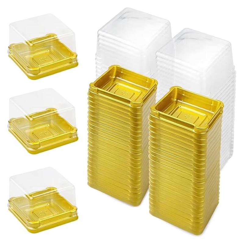 50pcs Clear Plastic Mini Cupcake Boxes Muffin Pod Dome Muffin Container Box for Wedding Birthday Dessert Baking Decorations