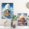 Aestheticism Anime Scenes Posters Sakura Tram Train Ocean View Prints Canvas Printing Wall Landscape Art Picture for Home Decor