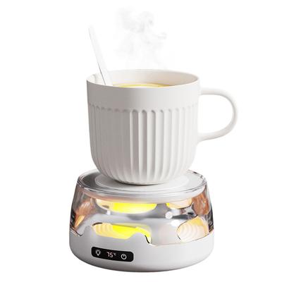 Coffee Mug Warmer Adjustable Temperature Coaster with Ambient Light Portable Drink Warmer Auto Shut-Off Anti-Slip Base Heated Mug Coaster