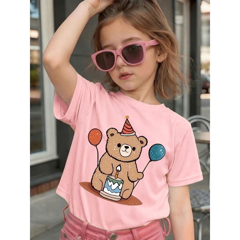 European sizes Kids' Short Sleeve Spring Summer Autumn Cartoon Print Cute Casual Children'S T-Shirt