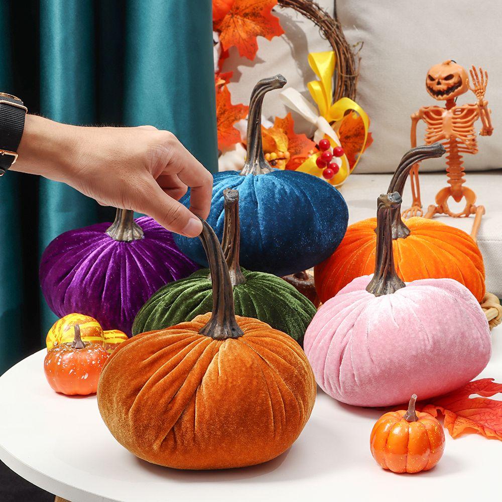 Cute Handmade Exquisite Soft Stuffed Pumpki Pumpkins Decor Plush Throw Pillows Velvet Pillow
