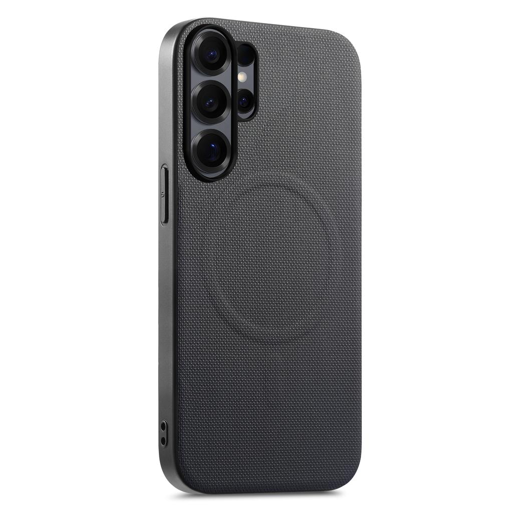 For Samsung Galaxy S26 Ultra Magnetic Case Fine Grid Texture Leather + PC + TPU Phone Cover