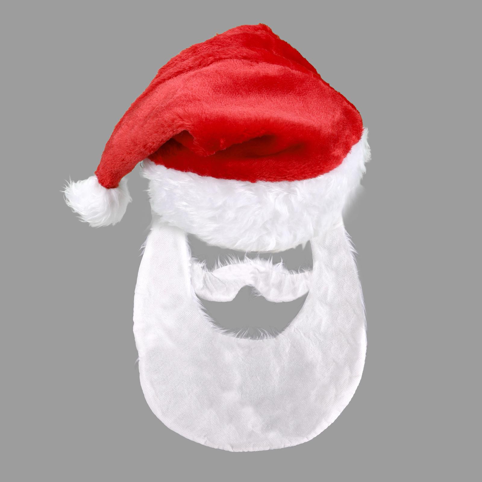 Santa Claus Hat & Beard: Christmas Costume for Kids & Adults - Red One Size
