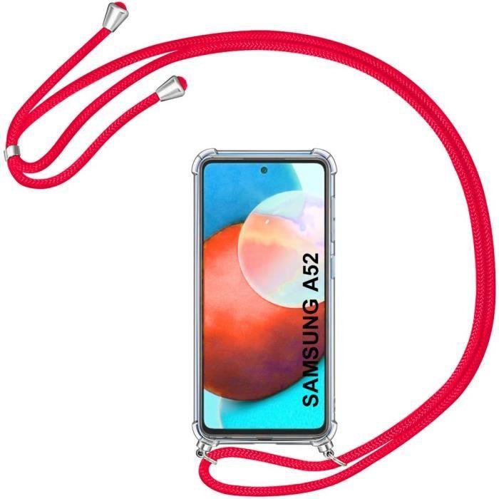 Coque de protection - PROSHOP - Samsung Galaxy A52 5G - Souple - Anti-choc - Transparent-rouge