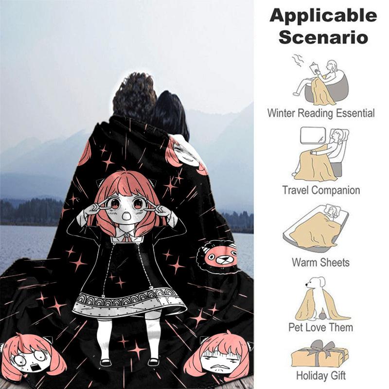 1Pc Anya Spy x Family Anyaforger Pink Hair Anime Character Soft Flannel Blanket Vibrant Mixed Colors All Season Cozy Throw For Fans
