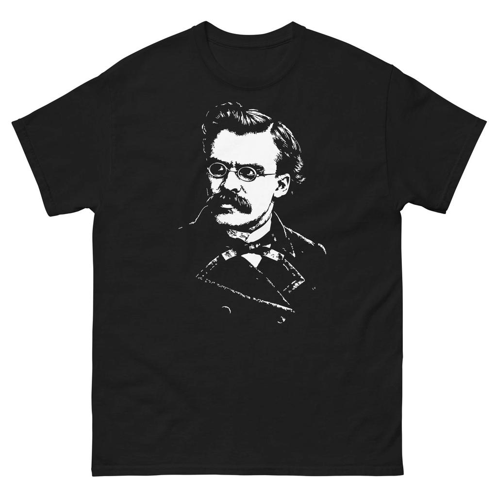 Friedrich Nietzsche Portrait Black Graphic T Shirt Unisex Classic Tee